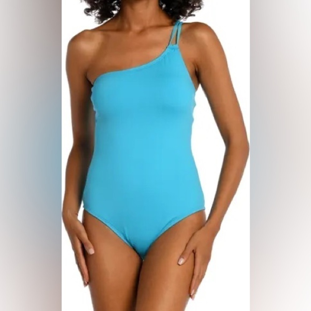 La Blanca womens Island Goddess One Shoulder Cutout One Piece Swimsuit Size 8